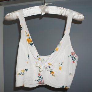 White Floral Crop Top